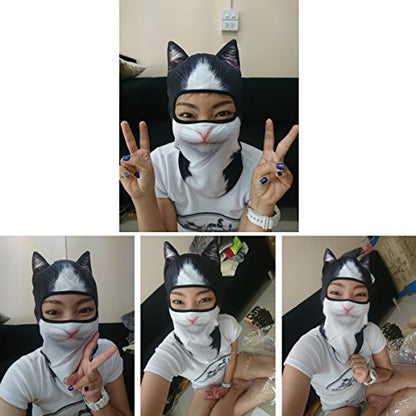 WTACTFUL 3D Animal Ears Balaclava, Breathable Face Mask for Halloween - color: # British Bicolor Cat Meb-18