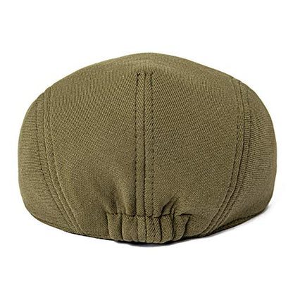 FEINION Men Cotton Newsboy Cap Soft Fit Cabbie Hat - color: Black/Green