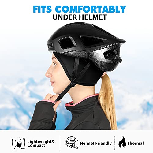 Hikenture Womens Skull Cap Helmet Liner with Ponytail Hole - color: Black