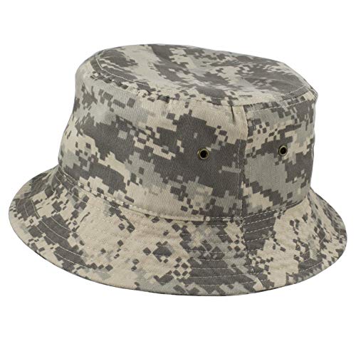 Gelante Solid Color 100% Cotton Bucket Hat for Women and Men Packable Travel Summer Beach Hat - color: Grey Digital Camo, size: Small-Medium