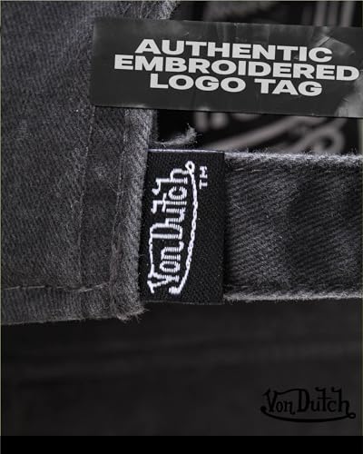 Von Dutch Unisex Cotton Canvas Baseball Cap, Curved Brim, Snapback - color: Black Distressed