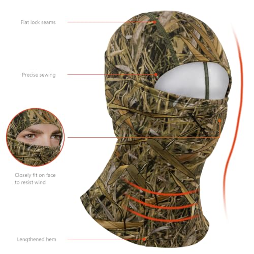 BASSDASH Winter Balaclava Fleece Ski Mask Ninja Hood Neck Warmer Fishing Hunting - color: Marshreed