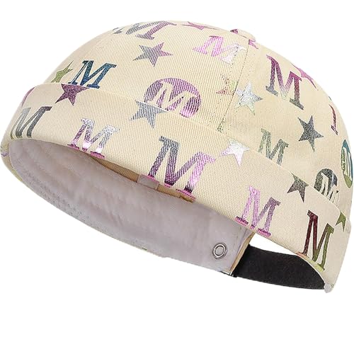 Dome Brimless Hats for Women Men Sailor Docker Beanie Cap Rolled Cuff Visorless Caps