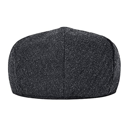 STARANCE Men Wool Blend Newsboy Cap Flat Hat - color: Dark Gray, size: 7 3/4