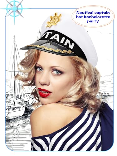 8 Pieces Captain Hats Adjustable White Sailors Navy Marine Admiral Caps for Yacht Theme Party Costume Accessory - color: Style 13