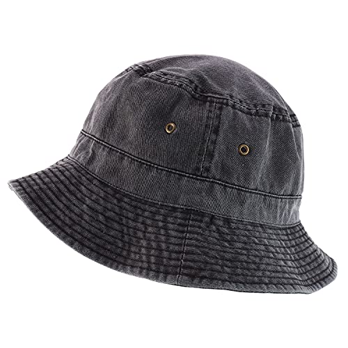 Armycrew Pigment Dyed Washed 100% Cotton Unisex Bucket Hat - color: Black