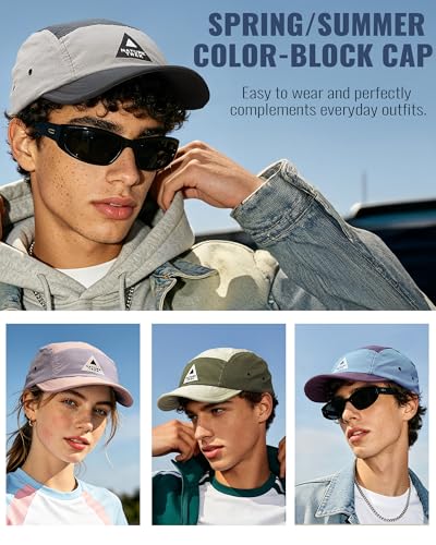 Croogo Quick-Dry 5 Panel Running Cap Lightweight Short Brim Hats for Men - color: Purple