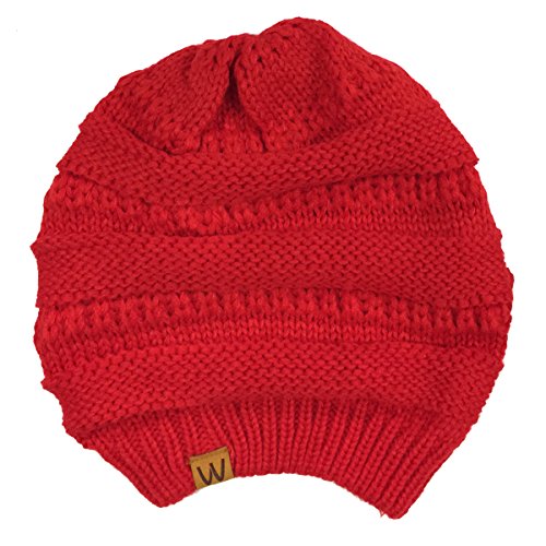 allydrew Winter Thick Knit Beanie Slouchy Beanie for Men & Women - color: Red