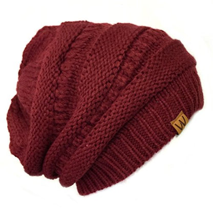allydrew Winter Thick Knit Beanie Slouchy Beanie for Men & Women - color: Burgundy