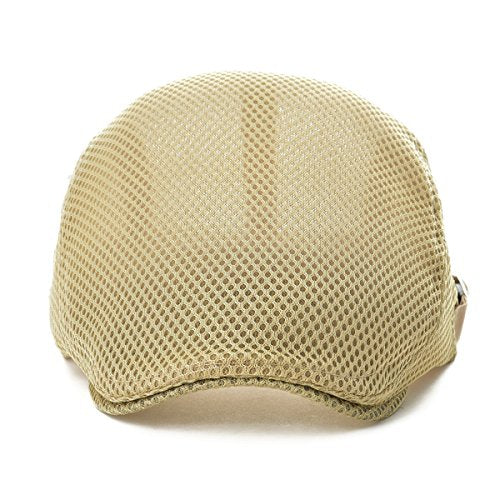 VOBOOM Men Mesh Newsboy Flat Cap Ivy Cabbie Newsboy Cap - color: Khaki