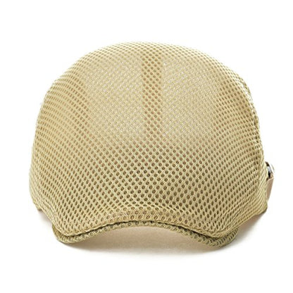 VOBOOM Men Mesh Newsboy Flat Cap Ivy Cabbie Newsboy Cap - color: Khaki