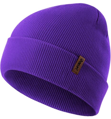ROXUN Beanie for Men/Women Winter Hat Soft Warm Unisex Skull Stocking Cap - color: Purple