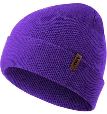 ROXUN Beanie for Men/Women Winter Hat Soft Warm Unisex Skull Stocking Cap - color: Purple