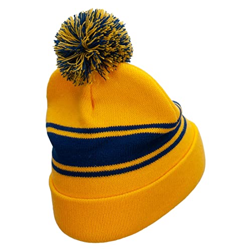 e4Hats.com Striped Pom 12 inch Cuff Long Beanie - color: Gold White