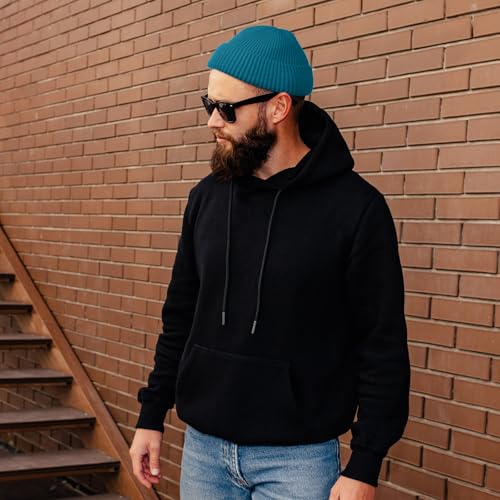 ROYBENS Swag Wool Knit Cuff Short Fisherman Beanie for Men Women Winter Hat - color: 1pcs-azure Blue