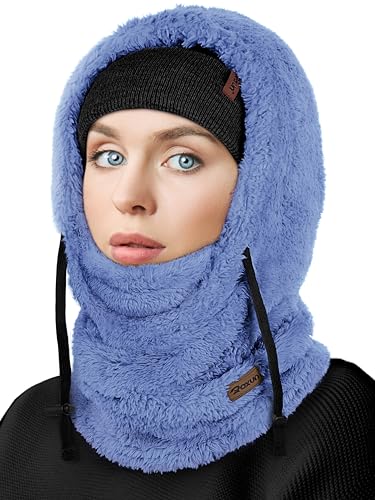 ROXUN Ski Mask Fleece Balaclava, Windproof Face Mask Winter Warm Neck Cover - color: Cerulean