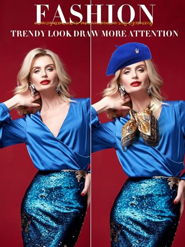 3 Pcs Beret Hats for Women - color: Royal Blue