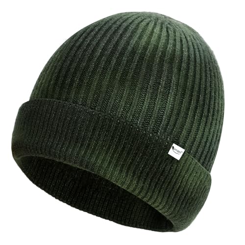 Winter Beanie Soft Warm Knit Hat Daily Cuffed Cap for Men Women - color: Army Green