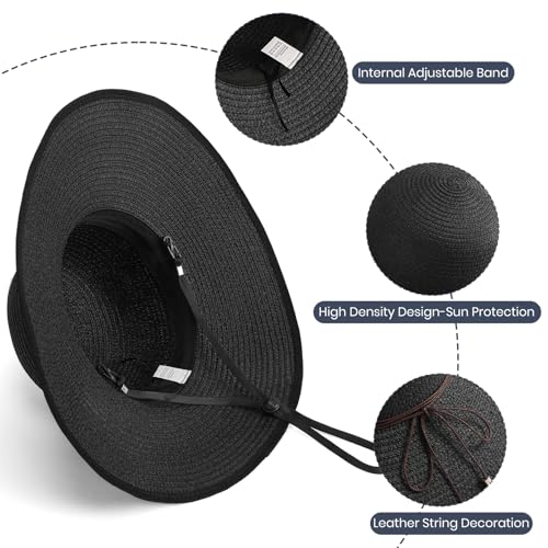 Sun Hats for Women, UPF 50+ Sun Protection, Beach Hat with Wide Brim - color: Black