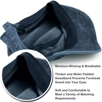 Washed Cotton Military Hat Cadet Cap Army Flat Top Basic Everyday - color: Navy, size: Medium-Large