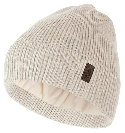 Wmcaps Winter Beanie for Men Women, Soft Warm Fleece Lined Knit Hat - color: Cream White
