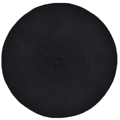 Cotton Knitted Women Beret Hat, French Style Solid Color Beret, Winter Autumn Warm and Soft Beanie Hat - color: Black