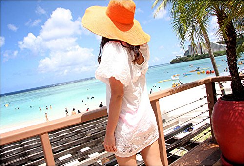 Wide Brim Roll-up Big Beautiful Solid Color Floppy Hat - color: Orange