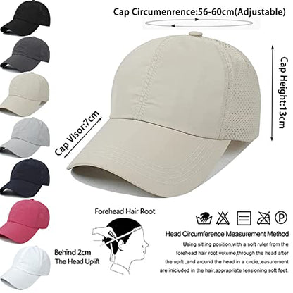 Womens Ponytail Hat Baseball Cap, Adjustable Criss Cross Baseball Cap High Bun Unisex Quick Drying Trucker Hats - color: Zkhaki