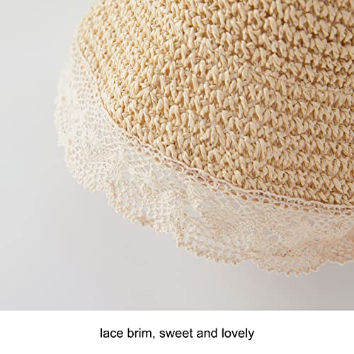 pureborn Baby Toddler Girls Straw Sun Hat Summer Beach Hat - color: Beige, size: 6-24 Months