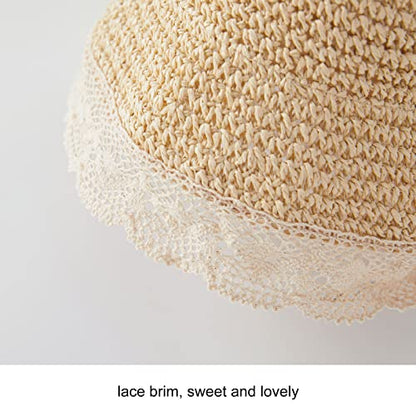 pureborn Baby Toddler Girls Straw Sun Hat Summer Beach Hat - color: Beige, size: 6-24 Months