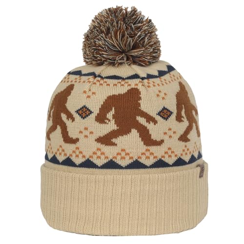 Outdoor Cap Unisex Adult Sasquatch Knit Beanie with Cuff & Pom - color: Oatmeal