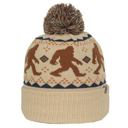 Outdoor Cap Unisex Adult Sasquatch Knit Beanie with Cuff & Pom - color: Oatmeal