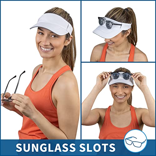 TrailHeads Women's Performance Sun Visor Hat for Running, Golf & Sports - color: White