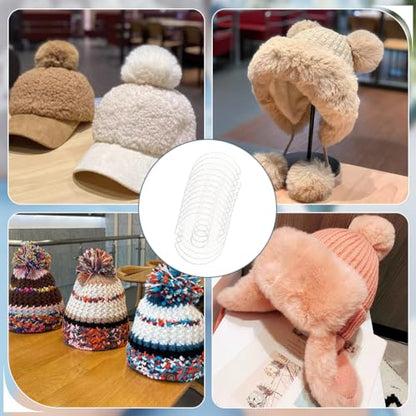 BENECREAT 50PCS Acrylic Hat Pom Pom Removable Button, Flat Round Pom Pom Base, Pom Pom Hat Holder for Fixing the Pom Pom in Place, Handmade Button, Hole; 6.2 mm - size: 20x19.5x3mm