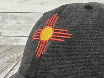 America State City Flag Hats - color: New Mexico Flag (Washed Black)