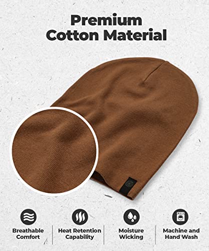 Warm Slouchy Beanie Hat - Deliciously Soft Daily Beanie in Fine Knit - color: Brown - 1
