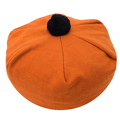 HAAUR Scottish Tammy Hat Traditional Kilt Tam o' Shatner Acrylic Wool Flat Bonnet Various Tartans with Pompom One Size - color: Irish Saffron