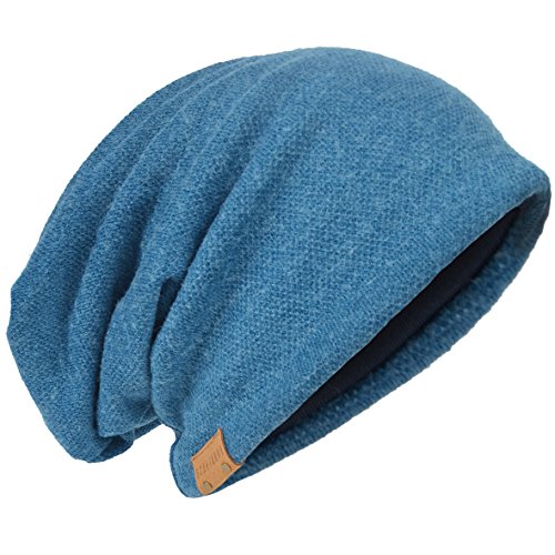 Mens Slouchy Beanie Oversize Knit Skull Cap Long Baggy Hat - color: 010bturquoise