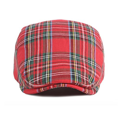 2 Pack Mens Newsboy Flat Cap Plaid Ivy Gatsby Cabbie Driving Golf Hat Beret - color: 2 Pcs Set I