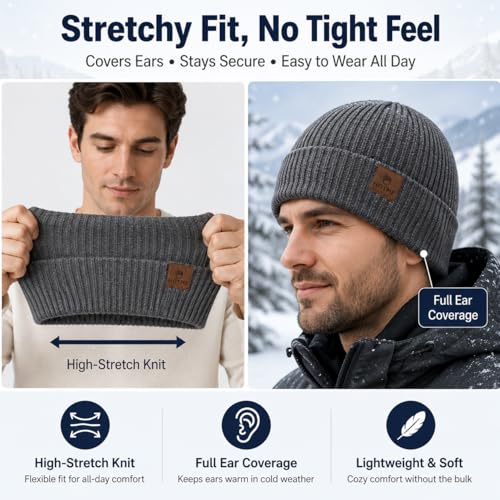 Oversize XXL Winter Beanie Knit Hat for Men - color: E1-grey