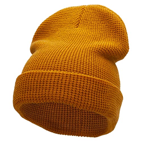 Waffle Knit Cuff Beanie - color: Camel