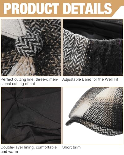 Suhine 6 Pcs Newsboy Cap for Men Octagonal Hat 8 Panel - style: Fashion Style