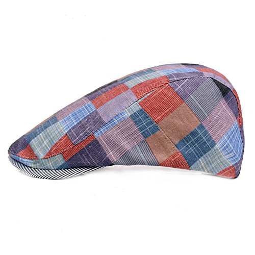 2 Pack Men's Plaid Cotton Flat Newsboy Ivy Cabbie Golf Gatsby Cap Hat - color: 228rb
