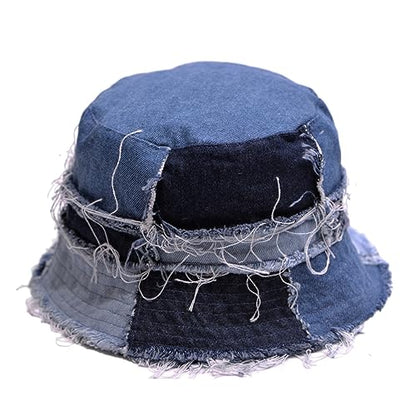 Cotton Denim Distressed Bucket Hat, Sun Hat, Hat for Men and Women - color: Yflm
