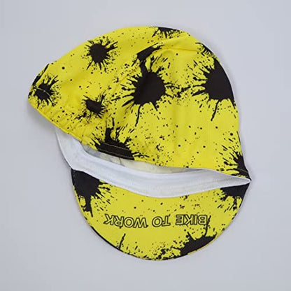 Funny Cycling Cap - Polyester Skull Cycling Hat-Under Helmet -Cartoon Cycling Helmet Liner Breathable&Sweat Uptake - color: Chun-yellow