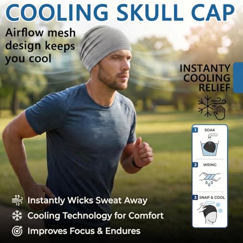 2 Pack Cooling Skull Cap for Men Women, 3D Mesh Sweat Wicking Beanie - color: Black+light Gray