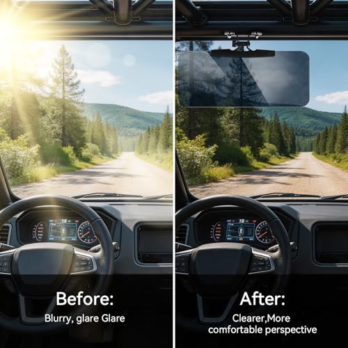 2-Pack Magnetic Sun Visor for UTV & Golf Cart, Polarized Anti-Glare Adjustable Sunshade, Tool-Free Fit for Polaris Ranger/Defender, Can-Am, Uforce 1000, EZGO with Metal Roof/Crossbars,13.39" × 7.8"