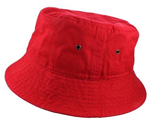 Gelante Solid Color 100% Cotton Bucket Hat for Women and Men Packable Travel Summer Beach Hat - color: Red, size: Large-X-Large