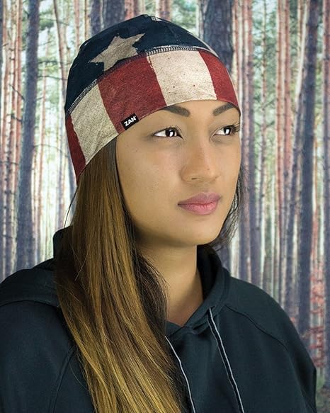 Zanheadgear® Helmet Liner Beanie SportFlex® Series - color: Black & White Flag