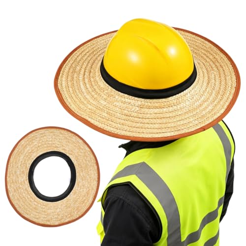 Hard Hat Sun Shade Straw Visor for Workers Large Brim Breathable Sun Protection Lightweight and Universal Fit Hard Hat Accessory for Outdoor Construction